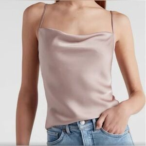 Express Pink Satin Cowl Neck Top